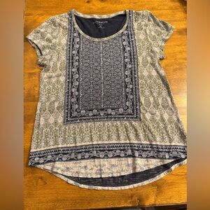 Lucky Brand Green and Blue Patterned Tunic Top